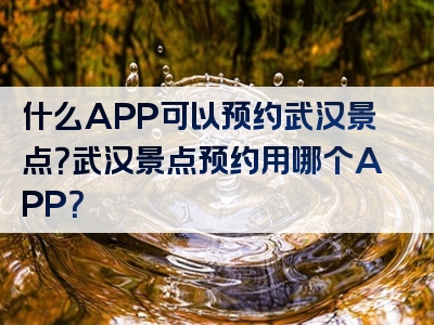 什么APP可以预约武汉景点？武汉景点预约用哪个APP？