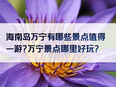 海南岛万宁有哪些景点值得一游？万宁景点哪里好玩？