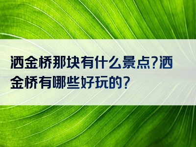 洒金桥那块有什么景点？洒金桥有哪些好玩的？