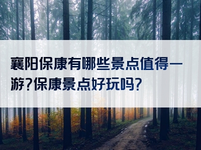 襄阳保康有哪些景点值得一游？保康景点好玩吗？