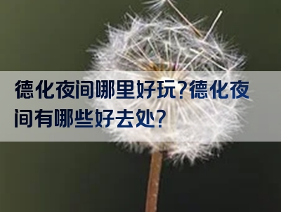 德化夜间哪里好玩？德化夜间有哪些好去处？