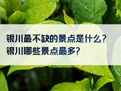 银川最不缺的景点是什么？银川哪些景点最多？