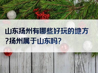 山东扬州有哪些好玩的地方？扬州属于山东吗？