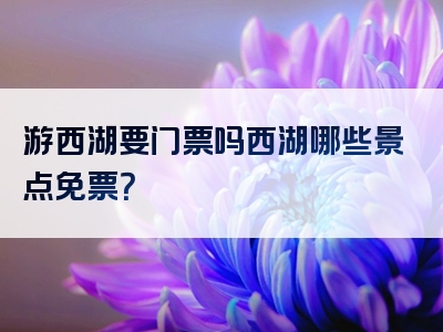 游西湖要门票吗西湖哪些景点免票？