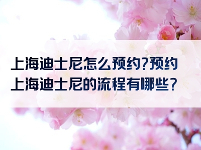 上海迪士尼怎么预约？预约上海迪士尼的流程有哪些？