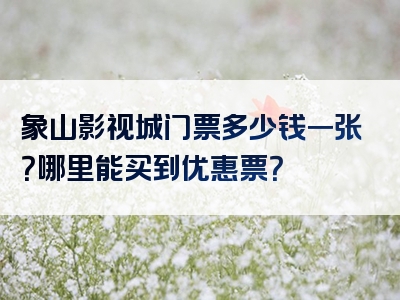 象山影视城门票多少钱一张？哪里能买到优惠票？