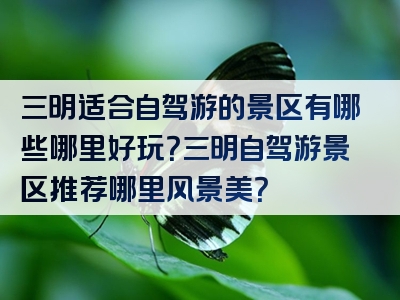 三明适合自驾游的景区有哪些哪里好玩？三明自驾游景区推荐哪里风景美？