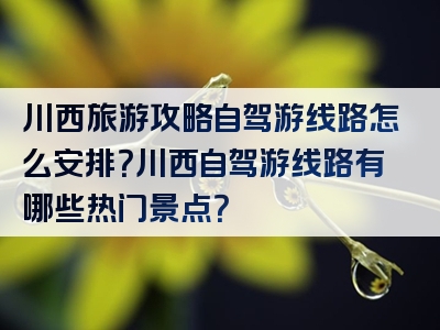 川西旅游攻略自驾游线路怎么安排？川西自驾游线路有哪些热门景点？