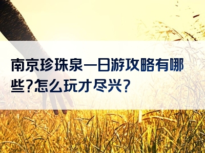 南京珍珠泉一日游攻略有哪些？怎么玩才尽兴？