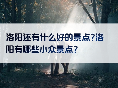 洛阳还有什么好的景点？洛阳有哪些小众景点？