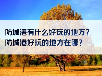 防城港有什么好玩的地方？防城港好玩的地方在哪？