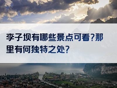 李子坝有哪些景点可看？那里有何独特之处？