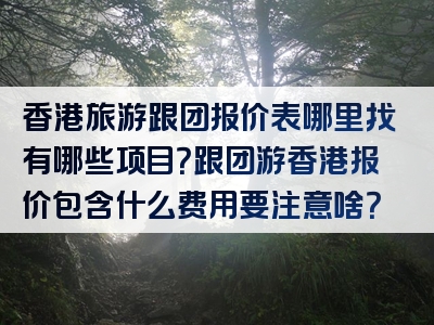 香港旅游跟团报价表哪里找有哪些项目？跟团游香港报价包含什么费用要注意啥？