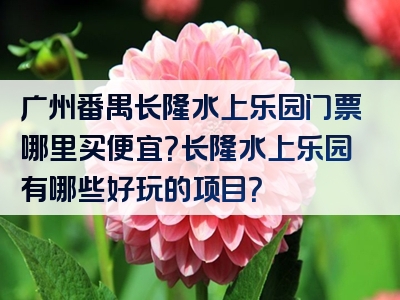 广州番禺长隆水上乐园门票哪里买便宜？长隆水上乐园有哪些好玩的项目？