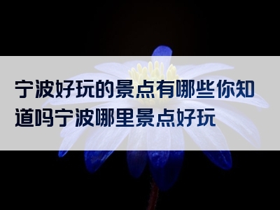 宁波好玩的景点有哪些你知道吗宁波哪里景点好玩