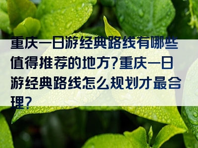 重庆一日游经典路线有哪些值得推荐的地方？重庆一日游经典路线怎么规划才最合理？