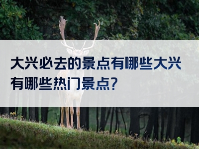 大兴必去的景点有哪些大兴有哪些热门景点？