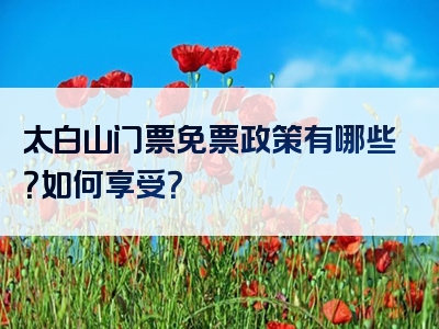太白山门票免票政策有哪些？如何享受？