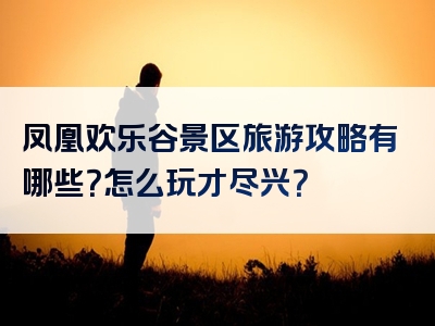 凤凰欢乐谷景区旅游攻略有哪些？怎么玩才尽兴？