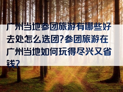 广州当地参团旅游有哪些好去处怎么选团？参团旅游在广州当地如何玩得尽兴又省钱？