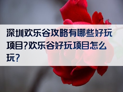 深圳欢乐谷攻略有哪些好玩项目？欢乐谷好玩项目怎么玩？