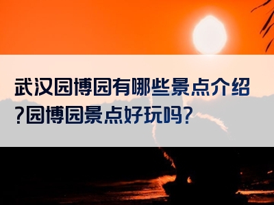武汉园博园有哪些景点介绍？园博园景点好玩吗？