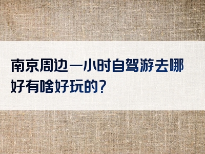 南京周边一小时自驾游去哪好有啥好玩的？