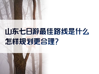 山东七日游最佳路线是什么怎样规划更合理？