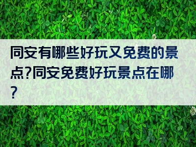 同安有哪些好玩又免费的景点？同安免费好玩景点在哪？