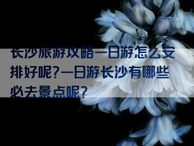 长沙旅游攻略一日游怎么安排好呢？一日游长沙有哪些必去景点呢？