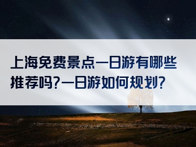 上海免费景点一日游有哪些推荐吗？一日游如何规划？