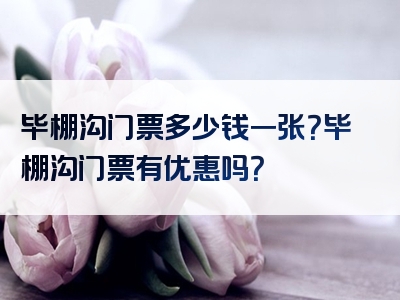 毕棚沟门票多少钱一张？毕棚沟门票有优惠吗？