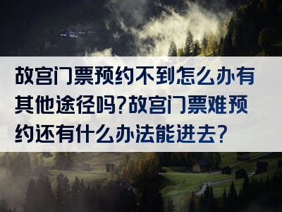 故宫门票预约不到怎么办有其他途径吗？故宫门票难预约还有什么办法能进去？