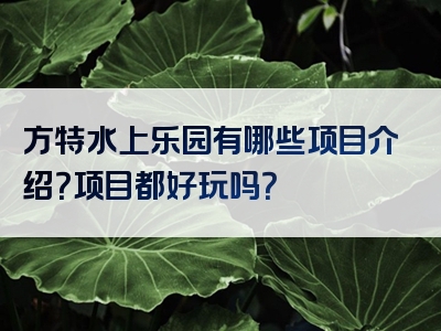 方特水上乐园有哪些项目介绍？项目都好玩吗？