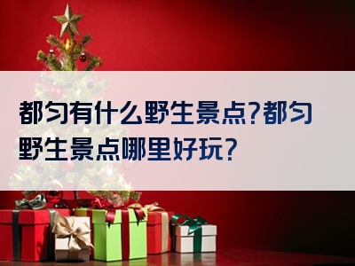 都匀有什么野生景点？都匀野生景点哪里好玩？