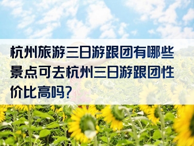 杭州旅游三日游跟团有哪些景点可去杭州三日游跟团性价比高吗？