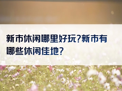 新市休闲哪里好玩？新市有哪些休闲佳地？