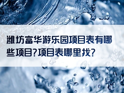 潍坊富华游乐园项目表有哪些项目？项目表哪里找？