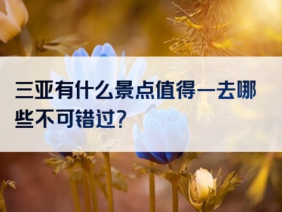 三亚有什么景点值得一去哪些不可错过？