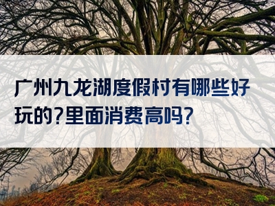 广州九龙湖度假村有哪些好玩的？里面消费高吗？