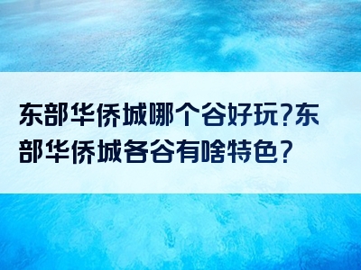 东部华侨城哪个谷好玩？东部华侨城各谷有啥特色？