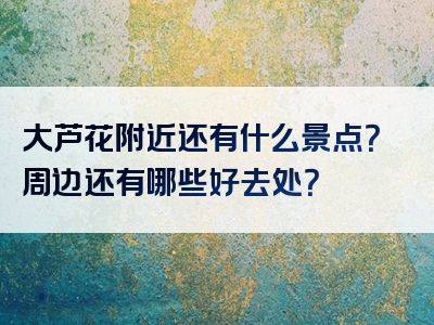 大芦花附近还有什么景点？周边还有哪些好去处？