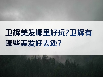 卫辉美发哪里好玩？卫辉有哪些美发好去处？