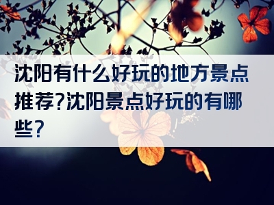 沈阳有什么好玩的地方景点推荐？沈阳景点好玩的有哪些？