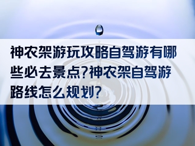 神农架游玩攻略自驾游有哪些必去景点？神农架自驾游路线怎么规划？