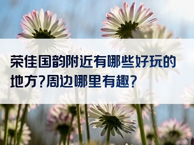 荣佳国韵附近有哪些好玩的地方？周边哪里有趣？