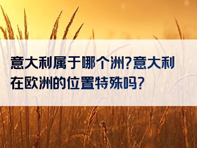 意大利属于哪个洲？意大利在欧洲的位置特殊吗？