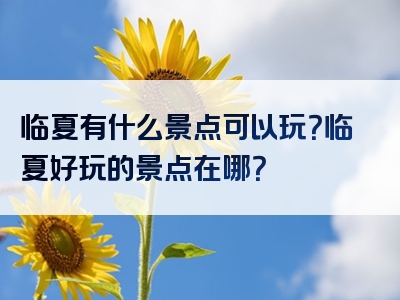 临夏有什么景点可以玩？临夏好玩的景点在哪？