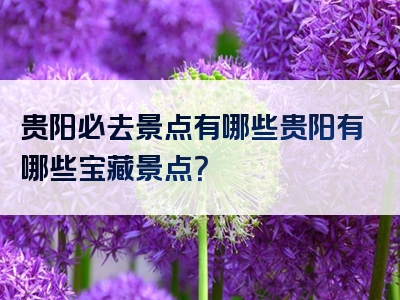 贵阳必去景点有哪些贵阳有哪些宝藏景点？