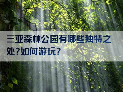 三亚森林公园有哪些独特之处？如何游玩？